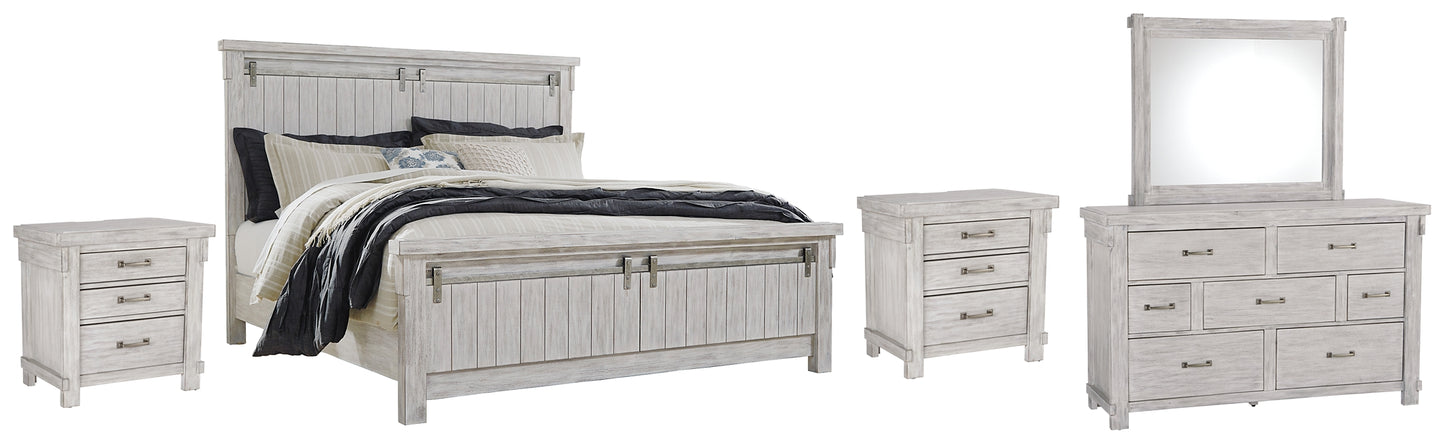 Brashland Queen Panel Bed with Mirrored Dresser and 2 Nightstands Signature Design by Ashley®