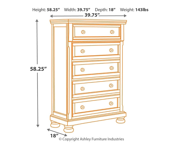 Porter King Sleigh Bed with Mirrored Dresser and Chest Millennium® by Ashley