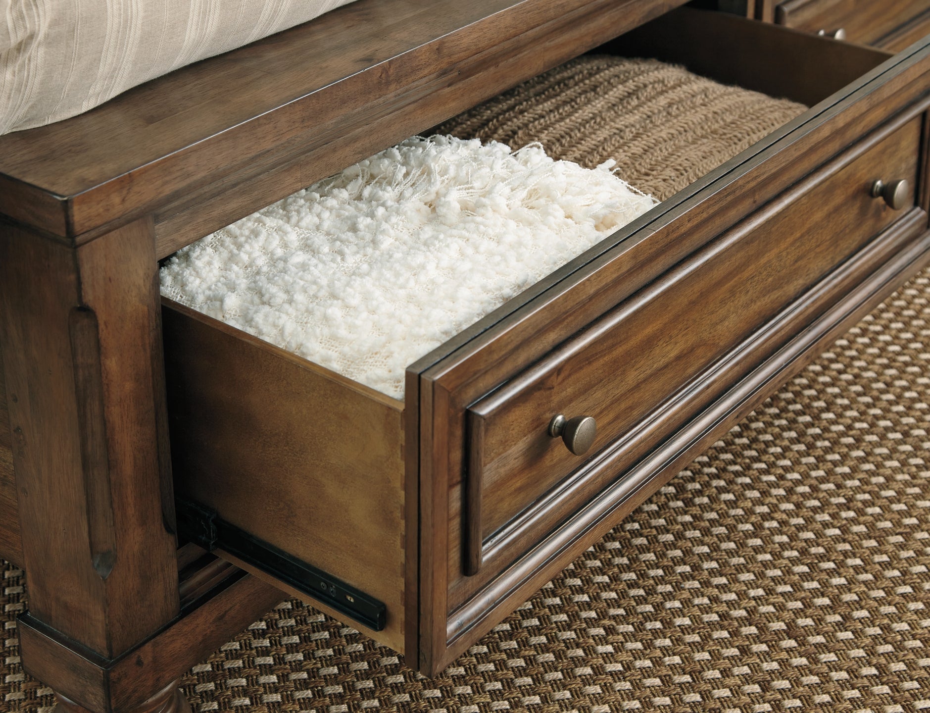 Flynnter King Panel Bed with 2 Storage Drawers with Mirrored Dresser, Chest and Nightstand Signature Design by Ashley®