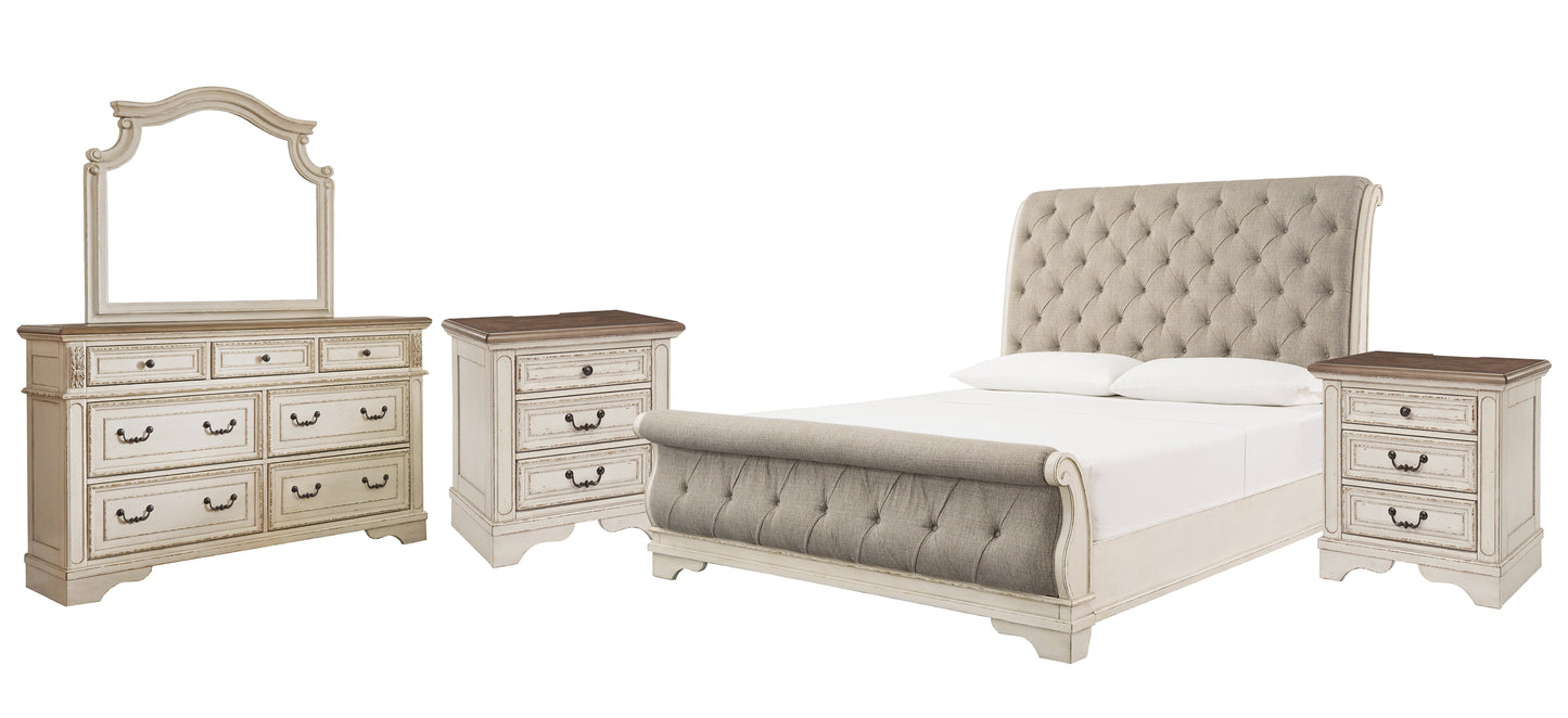 Realyn Queen Sleigh Bed with Mirrored Dresser and 2 Nightstands Signature Design by Ashley®
