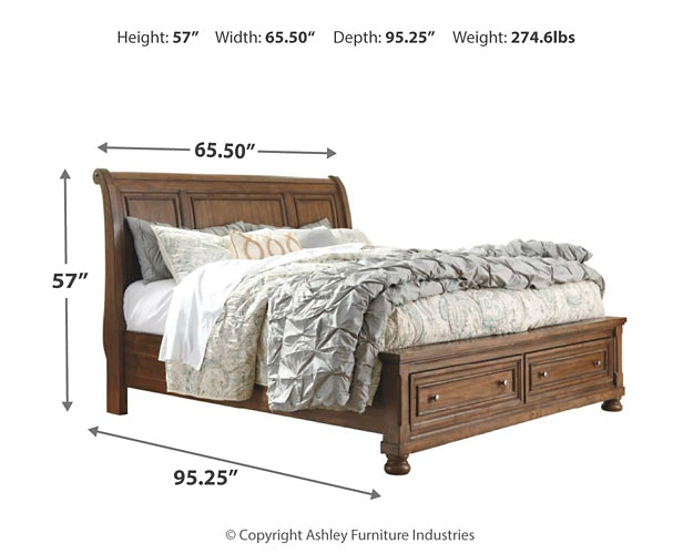 Flynnter Queen Sleigh Bed with 2 Storage Drawers with Mirrored Dresser Signature Design by Ashley®