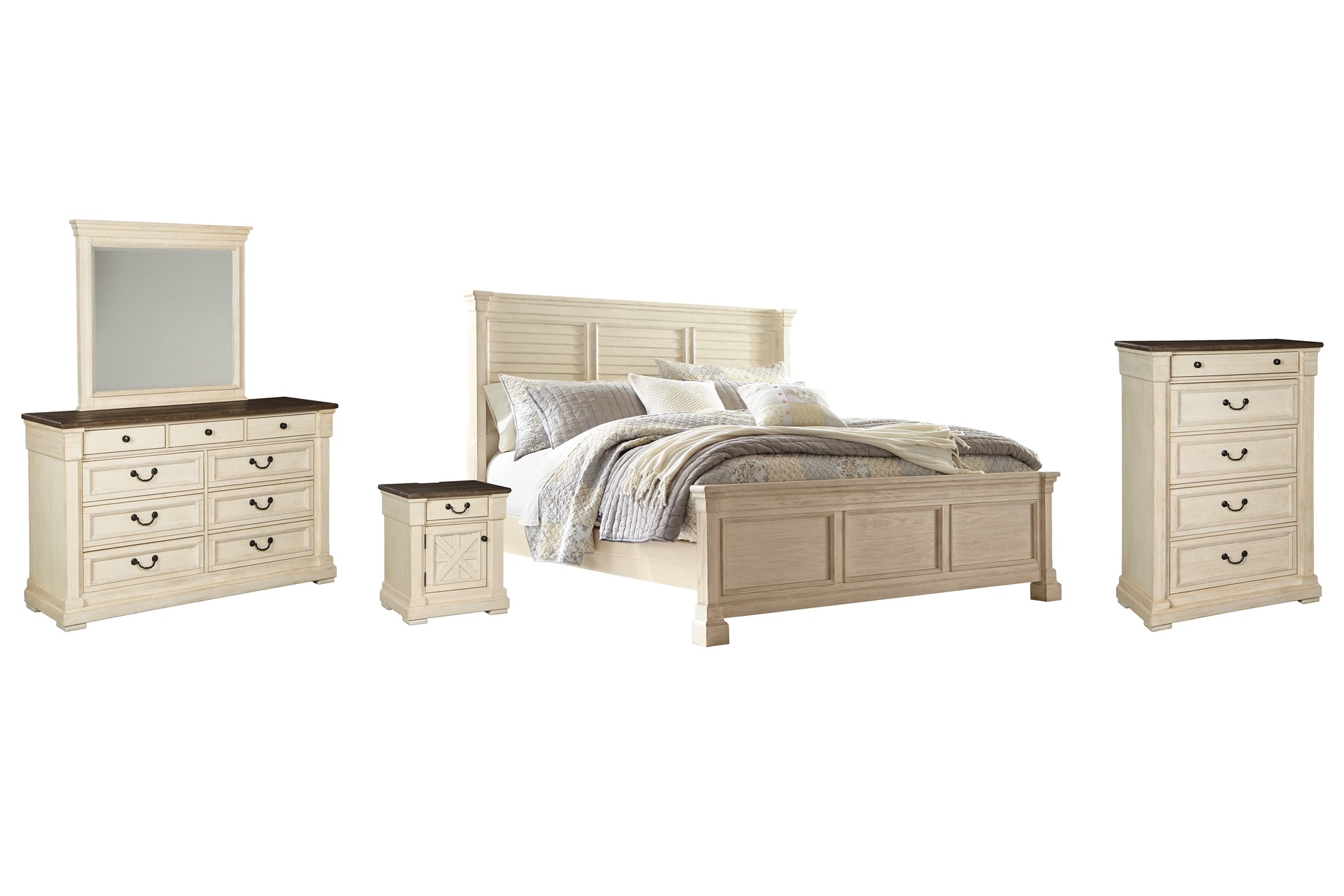 Bolanburg King Panel Bed with Mirrored Dresser, Chest and Nightstand Signature Design by Ashley®