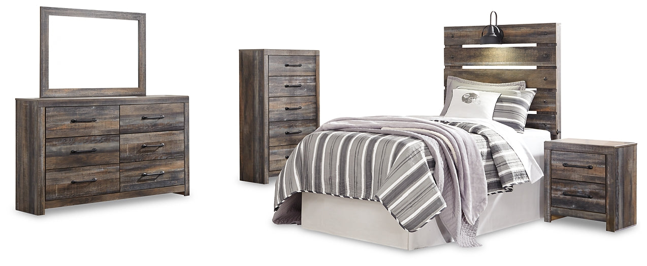 Drystan Twin Panel Headboard with Mirrored Dresser, Chest and Nightstand Signature Design by Ashley®