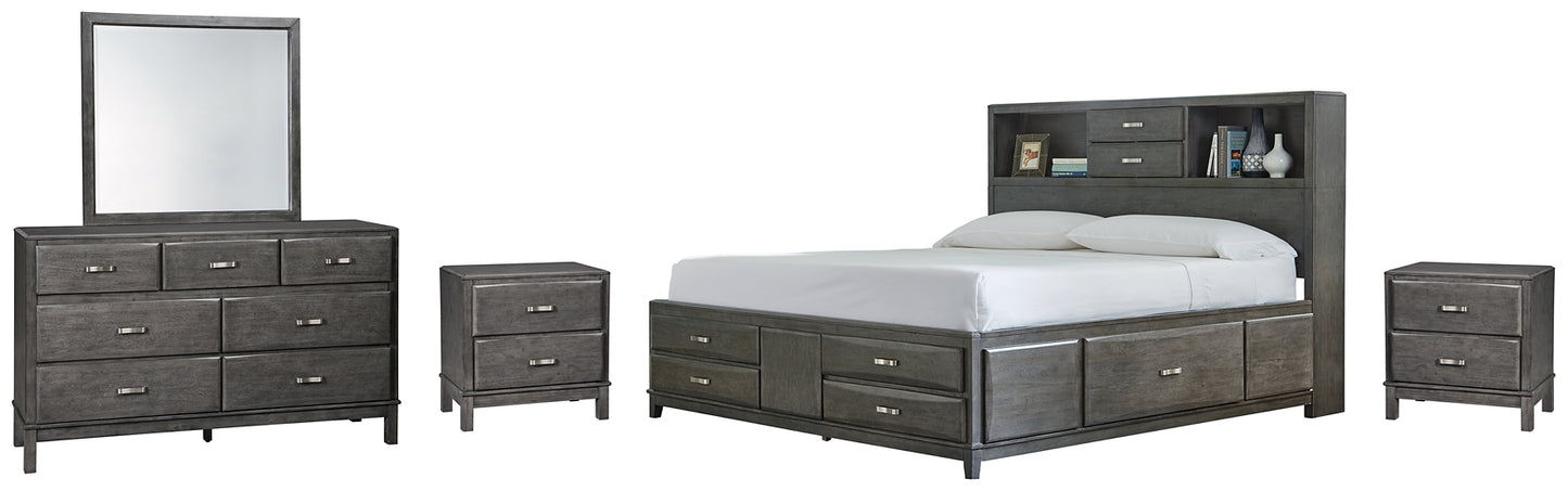 Caitbrook Queen Storage Bed with 8 Storage Drawers with Mirrored Dresser and 2 Nightstands Signature Design by Ashley®