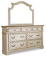 Realyn Queen Upholstered Panel Bed with Mirrored Dresser and Chest Signature Design by Ashley®