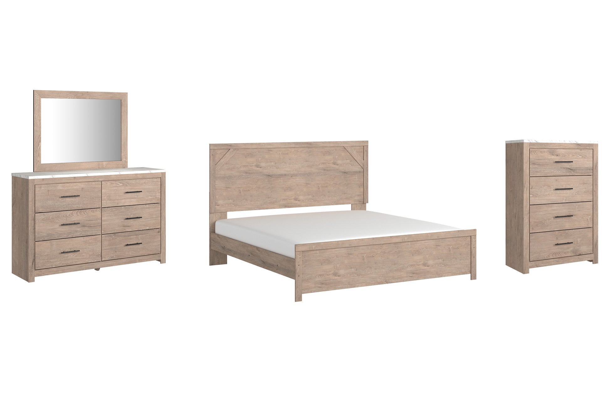 Senniberg King Panel Bed with Mirrored Dresser and Chest Signature Design by Ashley®