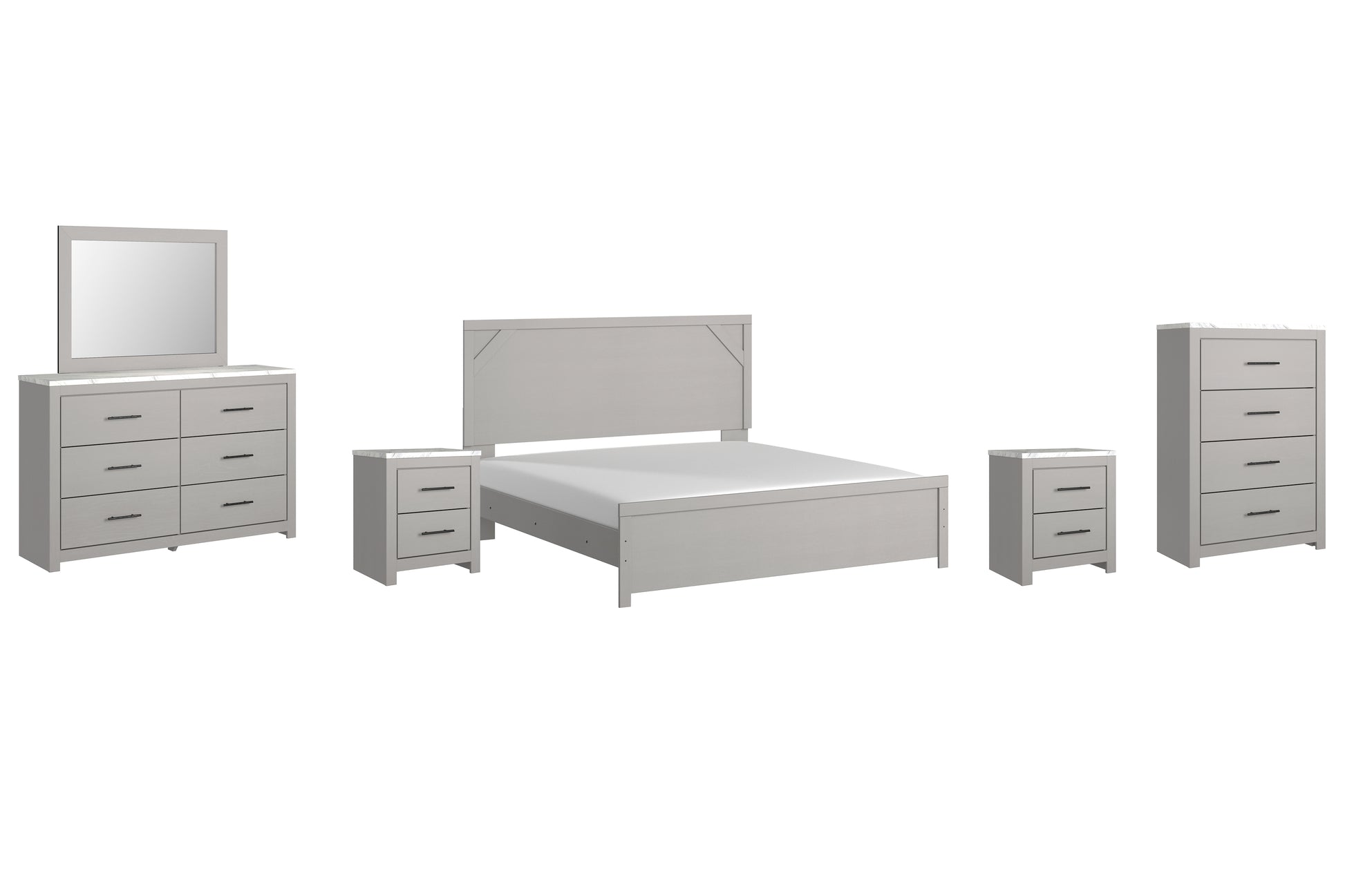 Cottonburg King Panel Bed with Mirrored Dresser, Chest and 2 Nightstands Signature Design by Ashley®