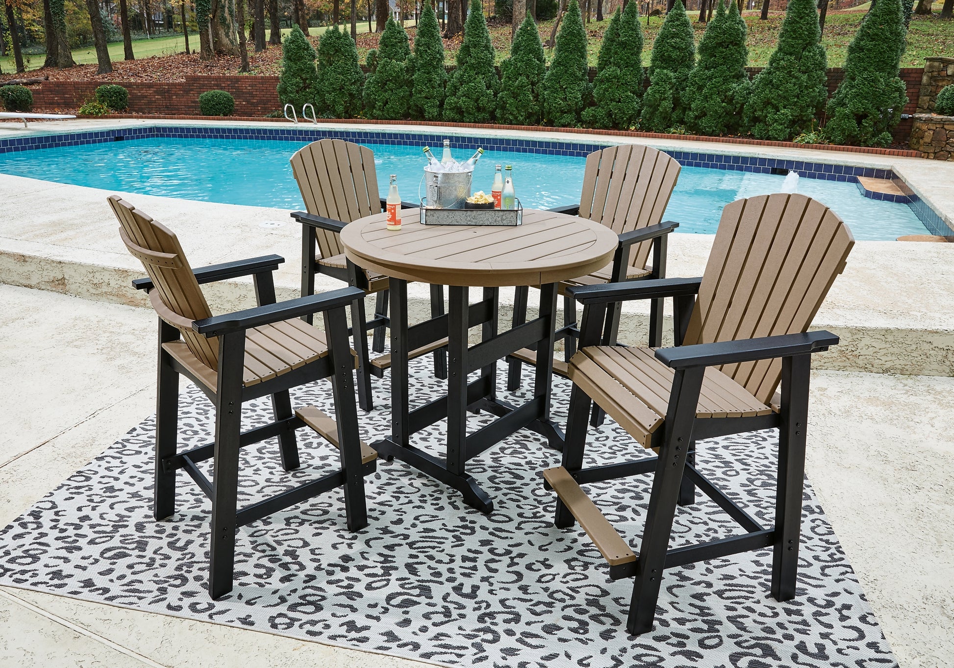 Fairen Trail Outdoor Bar Table and 4 Barstools Signature Design by Ashley®