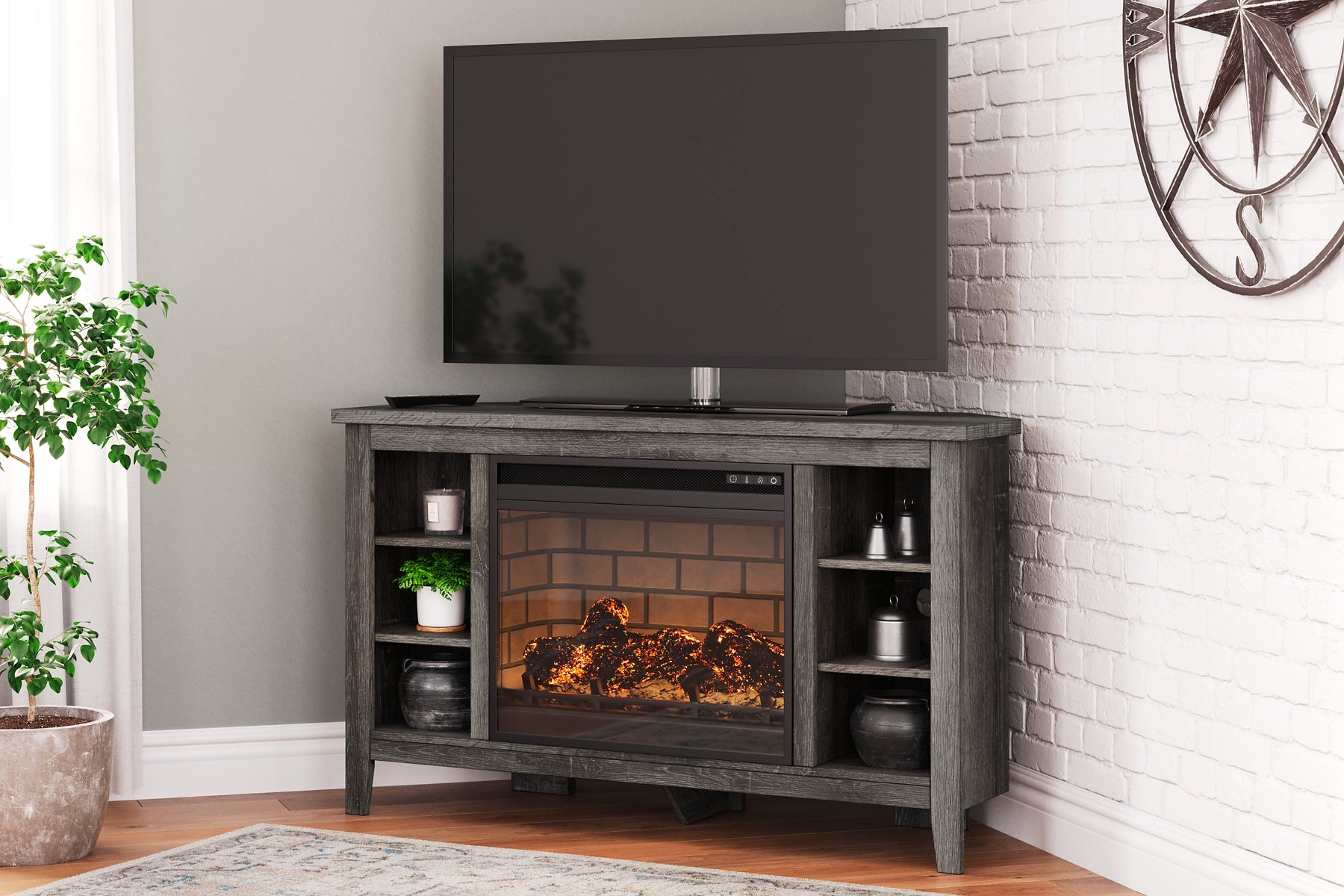 Arlenbry Corner TV Stand with Electric Fireplace Signature Design by Ashley®