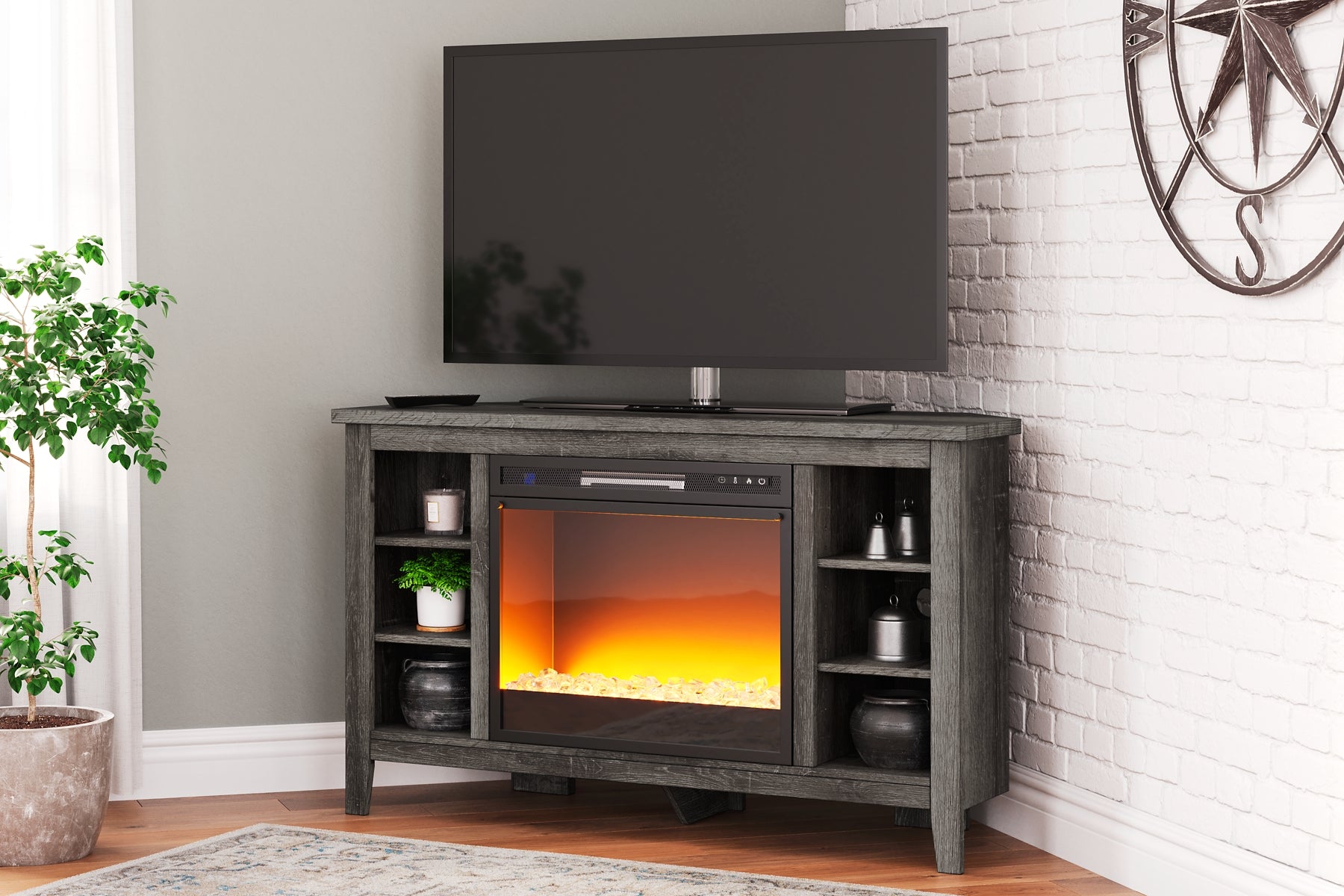 Arlenbry Corner TV Stand with Electric Fireplace Signature Design by Ashley®