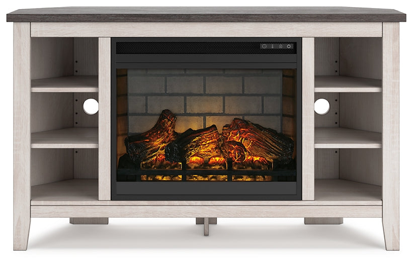 Dorrinson Corner TV Stand with Electric Fireplace Signature Design by Ashley®