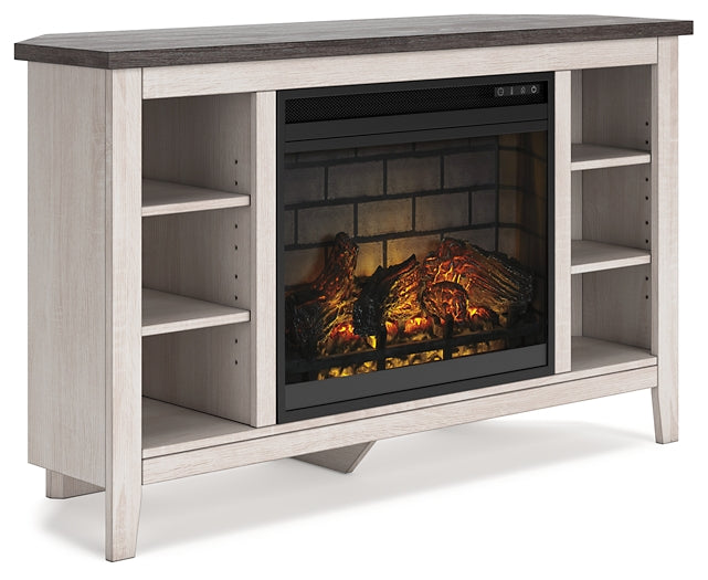 Dorrinson Corner TV Stand with Electric Fireplace Signature Design by Ashley®