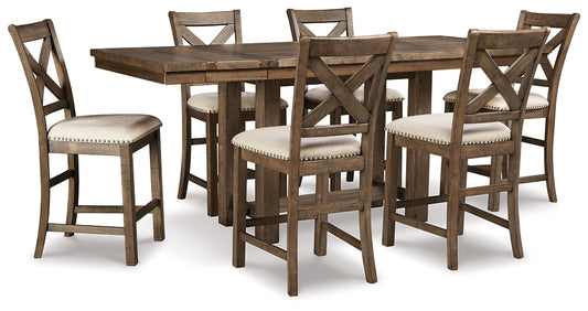 Moriville Counter Height Dining Table and 6 Barstools Signature Design by Ashley®