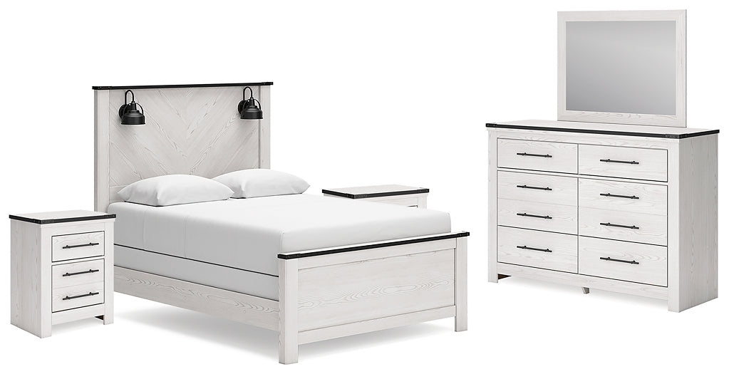Schoenberg Queen Panel Bed with Mirrored Dresser and 2 Nightstands Signature Design by Ashley®