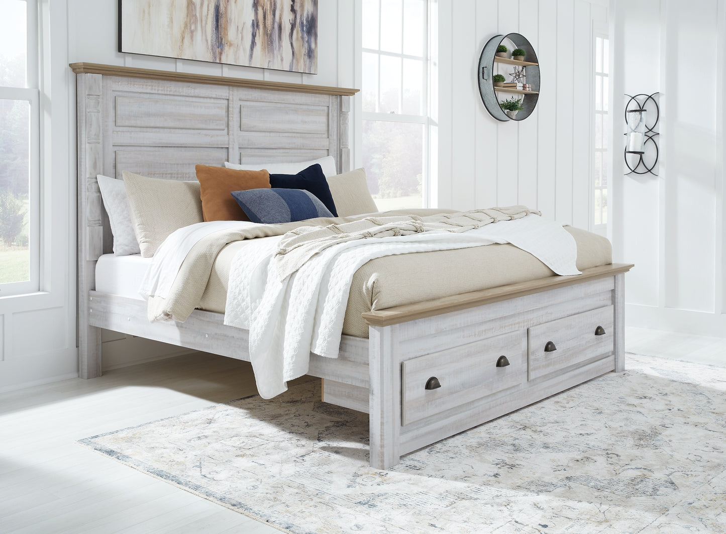 Haven Bay King Panel Storage Bed with Mirrored Dresser, Chest and 2 Nightstands Signature Design by Ashley®