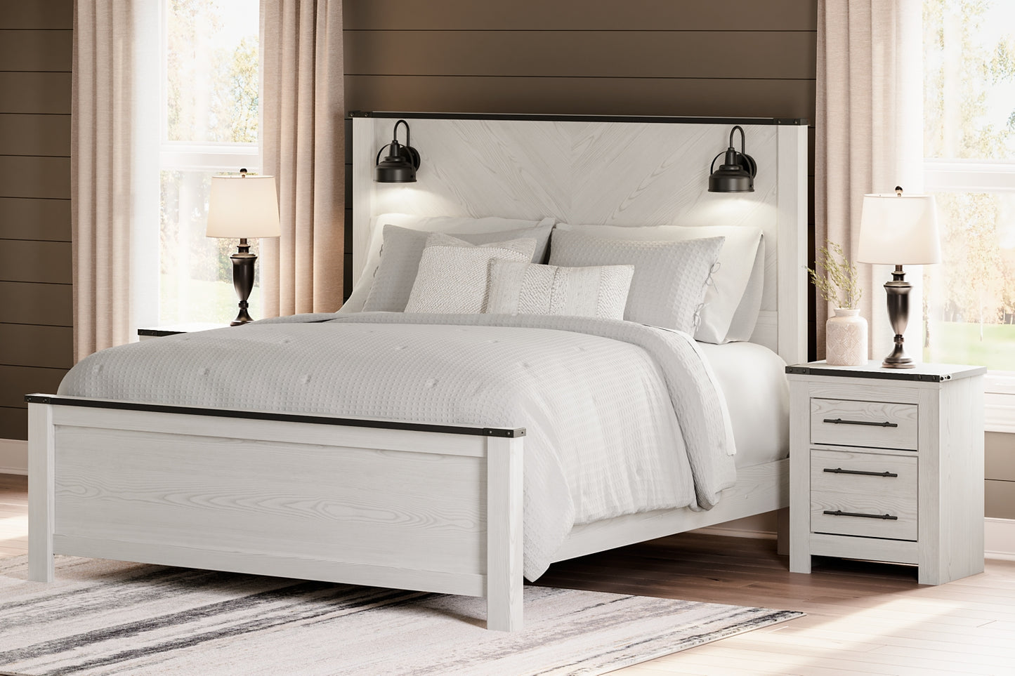 Schoenberg King Panel Bed with Mirrored Dresser, Chest and 2 Nightstands Signature Design by Ashley®