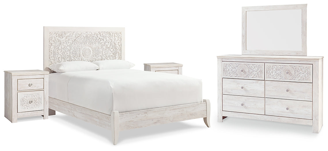 Paxberry Queen Panel Bed with Mirrored Dresser and 2 Nightstands Signature Design by Ashley®