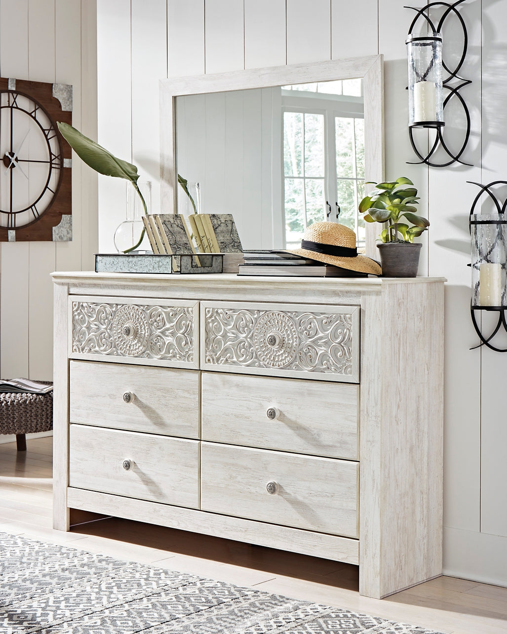 Paxberry Queen Panel Bed with Mirrored Dresser and 2 Nightstands Signature Design by Ashley®