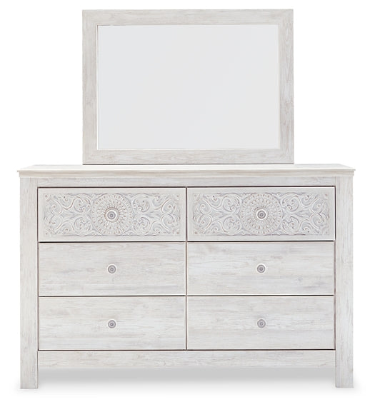 Paxberry King Panel Bed with Mirrored Dresser Signature Design by Ashley®