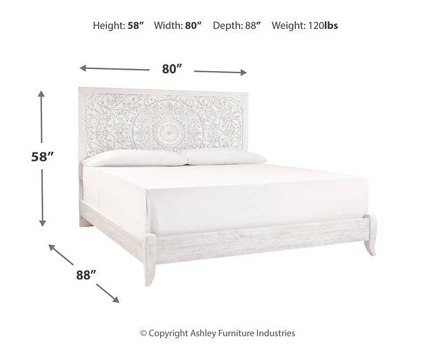 Paxberry King Panel Bed with Mirrored Dresser Signature Design by Ashley®
