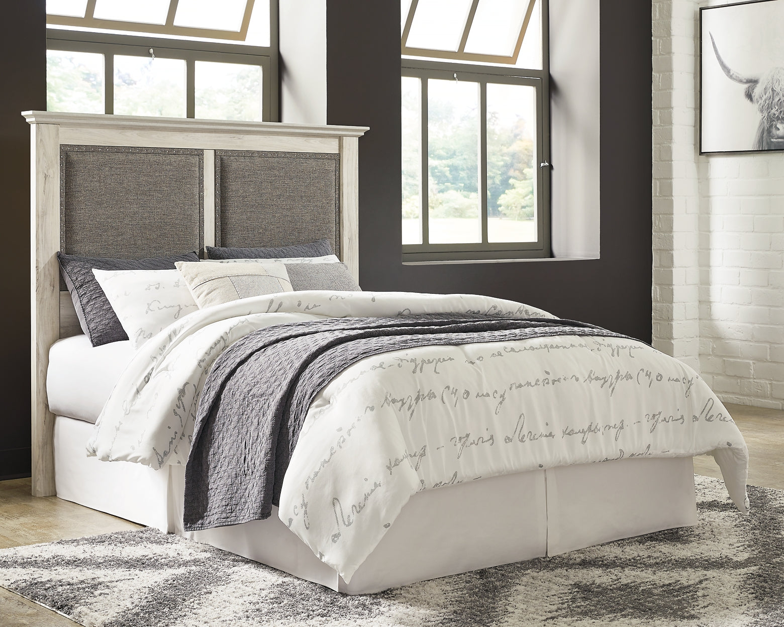 Cambeck Queen Upholstered Panel Headboard with Mirrored Dresser Signature Design by Ashley®
