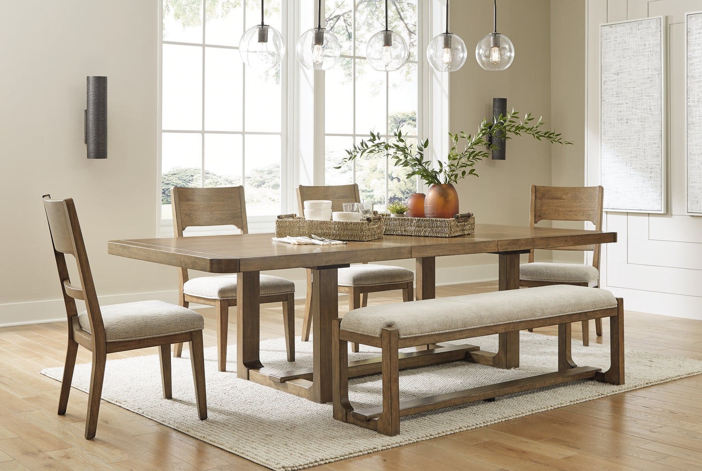 Cabalynn Dining Table and 4 Chairs and Bench Signature Design by Ashley®
