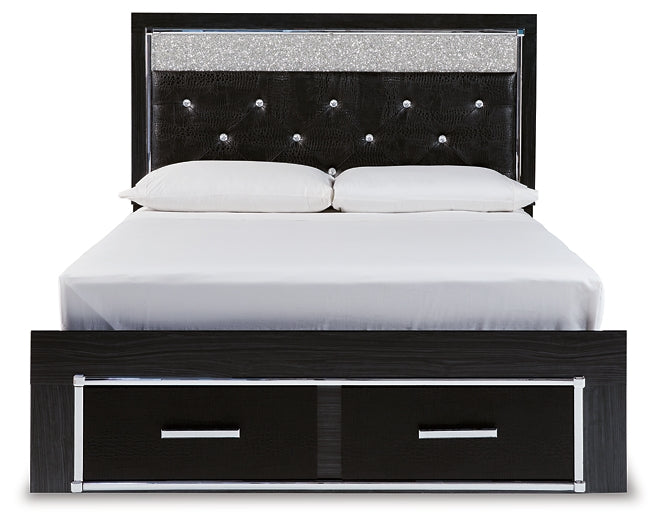 Kaydell Queen Upholstered Panel Storage Bed with Mirrored Dresser and 2 Nightstands Signature Design by Ashley®