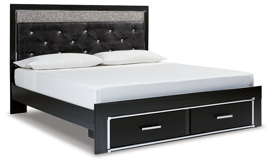 Kaydell King Upholstered Panel Storage Bed with Mirrored Dresser Signature Design by Ashley®