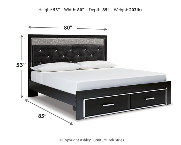 Kaydell King Upholstered Panel Storage Bed with Mirrored Dresser Signature Design by Ashley®