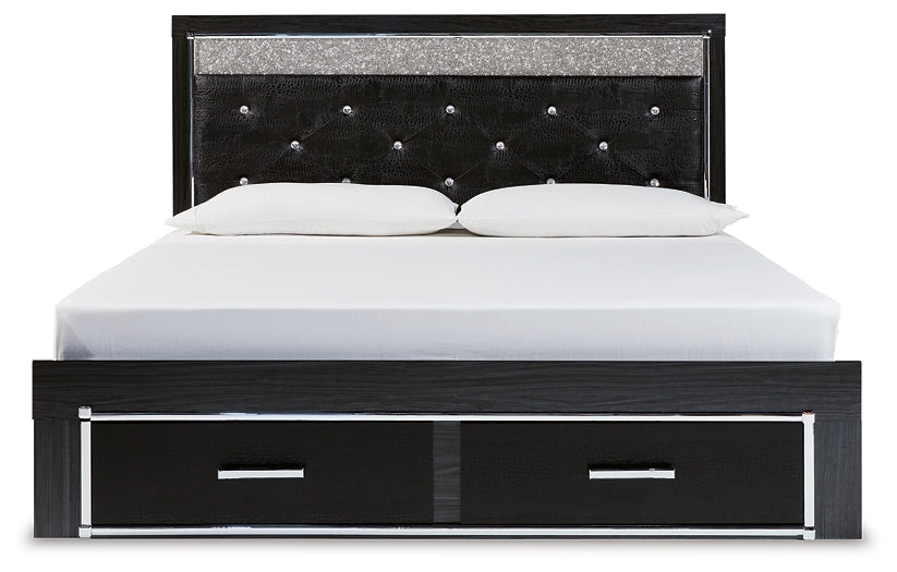 Kaydell King Upholstered Panel Storage Bed with Mirrored Dresser and 2 Nightstands Signature Design by Ashley®