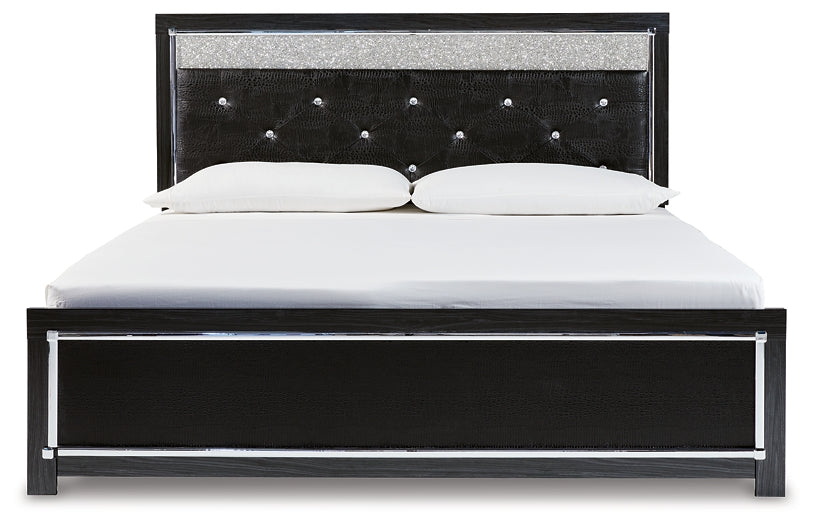 Kaydell King Upholstered Panel Platform Bed with Mirrored Dresser and 2 Nightstands Signature Design by Ashley®