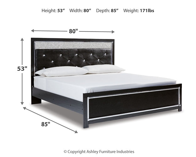 Kaydell King Upholstered Panel Platform Bed with Mirrored Dresser Signature Design by Ashley®