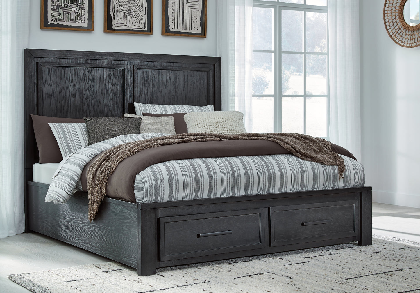 Foyland California King Panel Storage Bed with Mirrored Dresser Signature Design by Ashley®