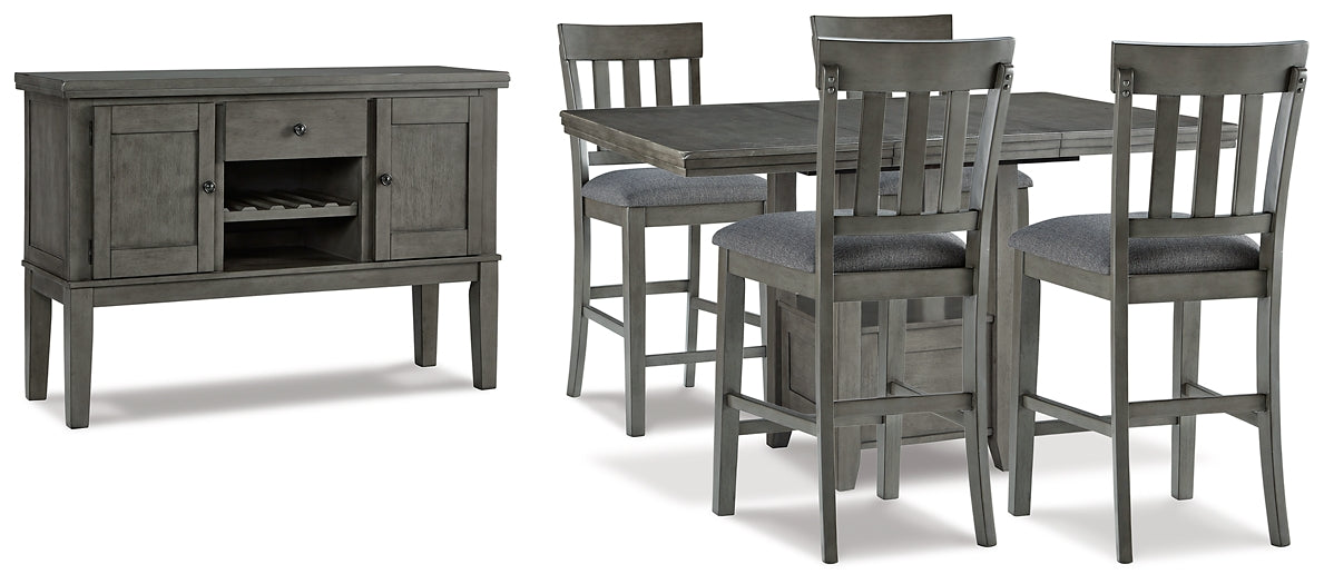 Hallanden Counter Height Dining Table and 4 Barstools with Storage Signature Design by Ashley®