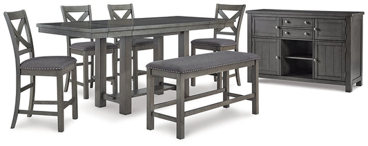 Myshanna Counter Height Dining Table and 4 Barstools and Bench with Storage Signature Design by Ashley®