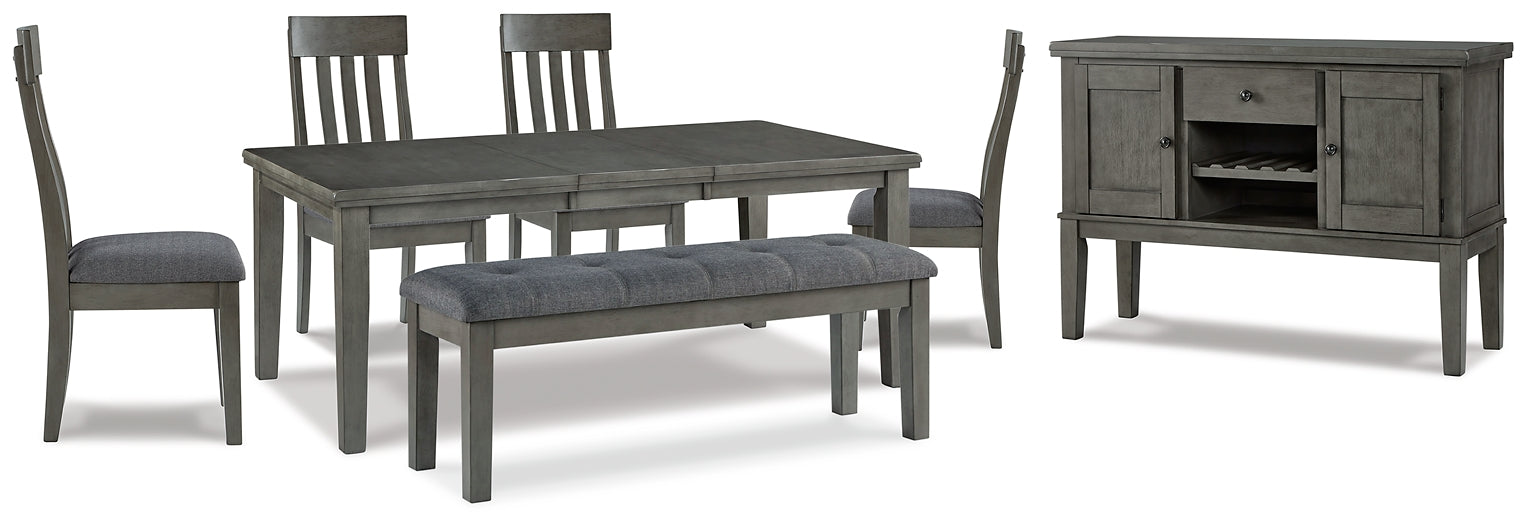 Hallanden Dining Table and 4 Chairs and Bench with Storage Signature Design by Ashley®