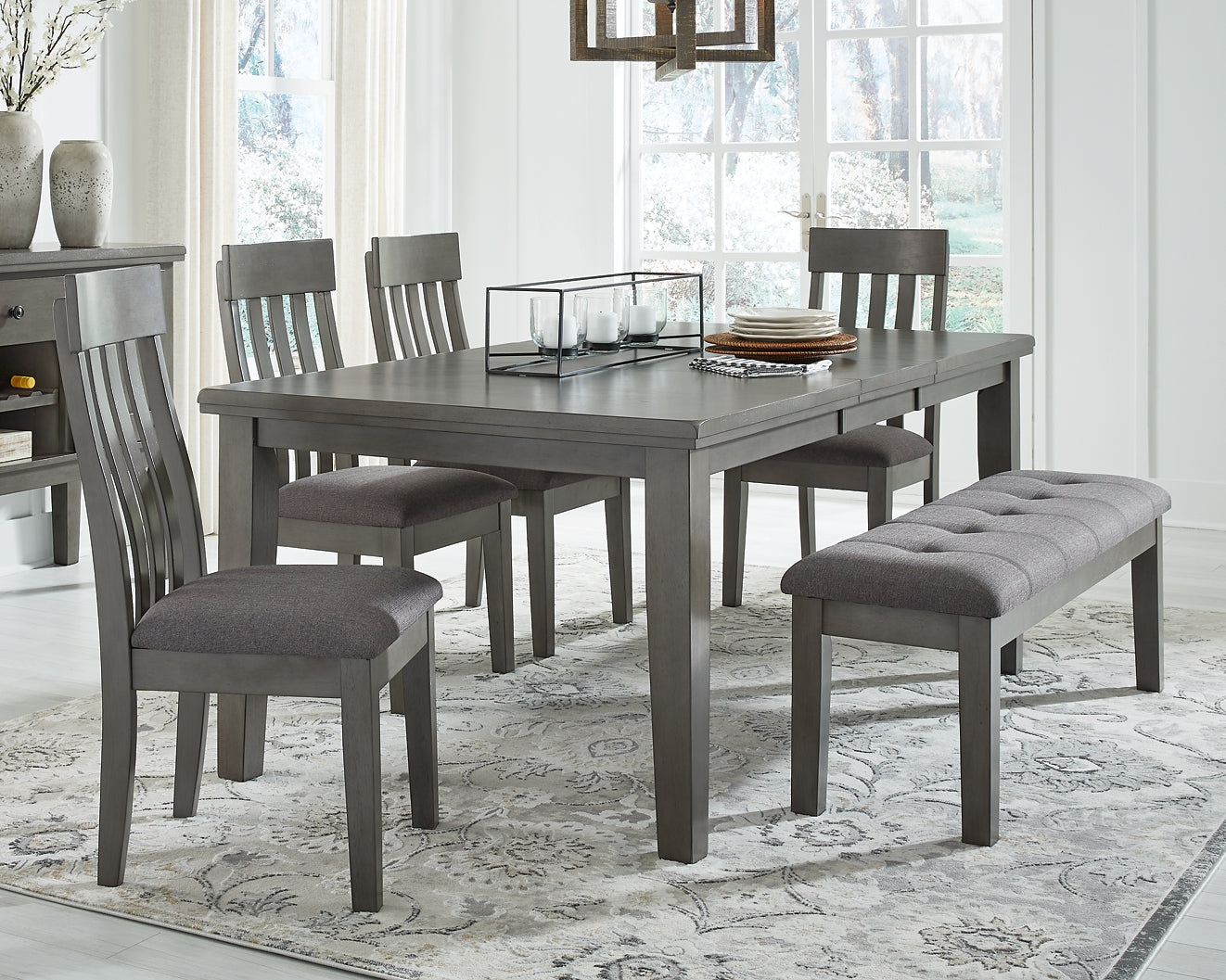 Hallanden Dining Table and 4 Chairs and Bench with Storage Signature Design by Ashley®
