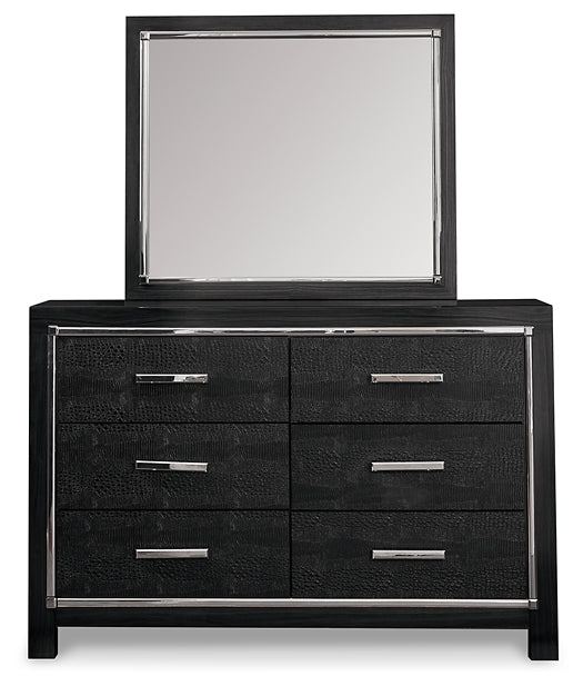 Kaydell King Upholstered Panel Headboard with Mirrored Dresser and 2 Nightstands Signature Design by Ashley®