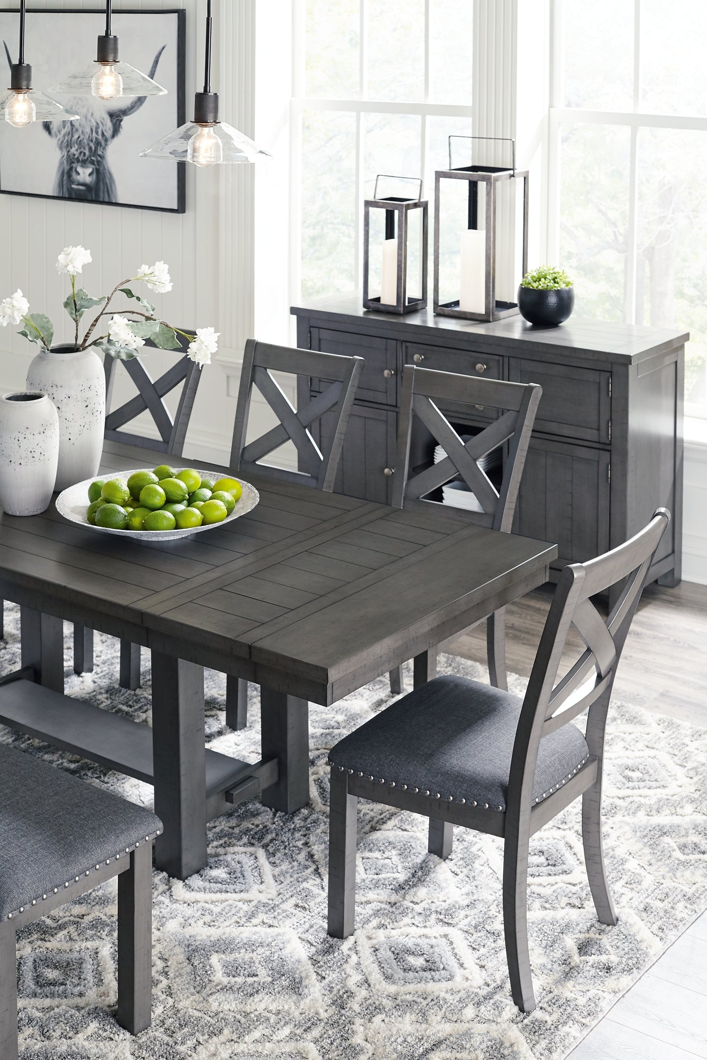 Myshanna Dining Table and 6 Chairs with Storage Signature Design by Ashley®