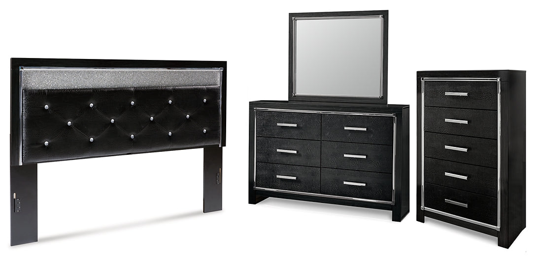 Kaydell King Upholstered Panel Headboard with Mirrored Dresser and Chest Signature Design by Ashley®