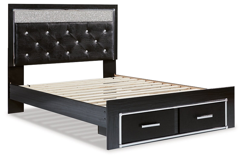 Kaydell Queen Upholstered Panel Storage Platform Bed with Mirrored Dresser and 2 Nightstands Signature Design by Ashley®