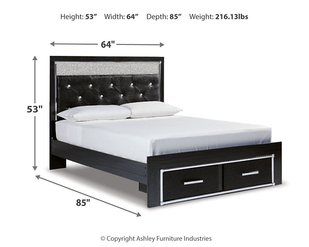 Kaydell Queen Upholstered Panel Storage Platform Bed with Mirrored Dresser Signature Design by Ashley®