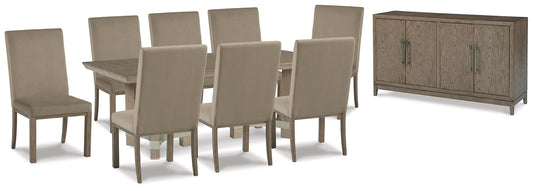 Chrestner Dining Table and 8 Chairs with Storage Signature Design by Ashley®