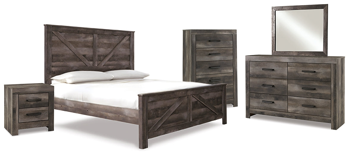 Wynnlow King Crossbuck Panel Bed with Mirrored Dresser, Chest and Nightstand Signature Design by Ashley®