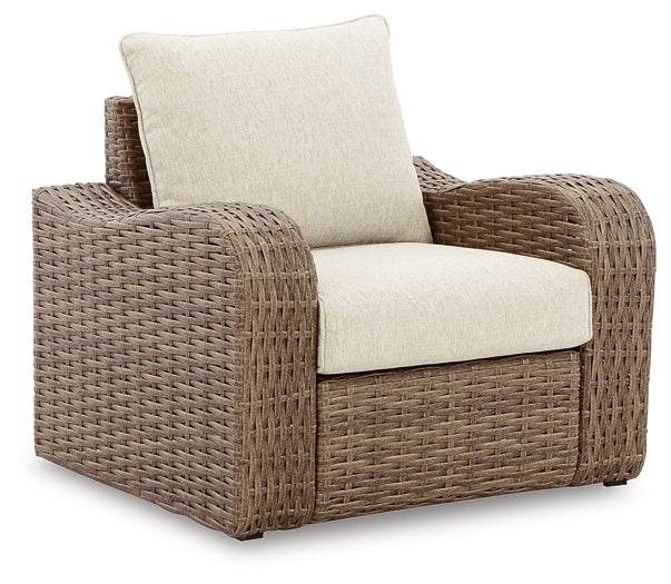 Sandy Bloom Outdoor Sofa and Loveseat with Lounge Chair and Ottoman Signature Design by Ashley®