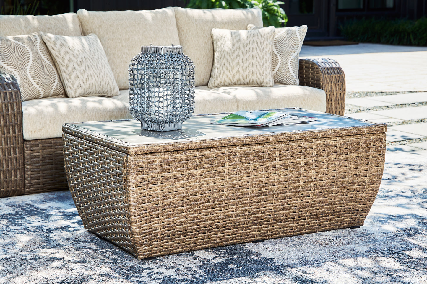 Sandy Bloom Outdoor Coffee Table with End Table Signature Design by Ashley®
