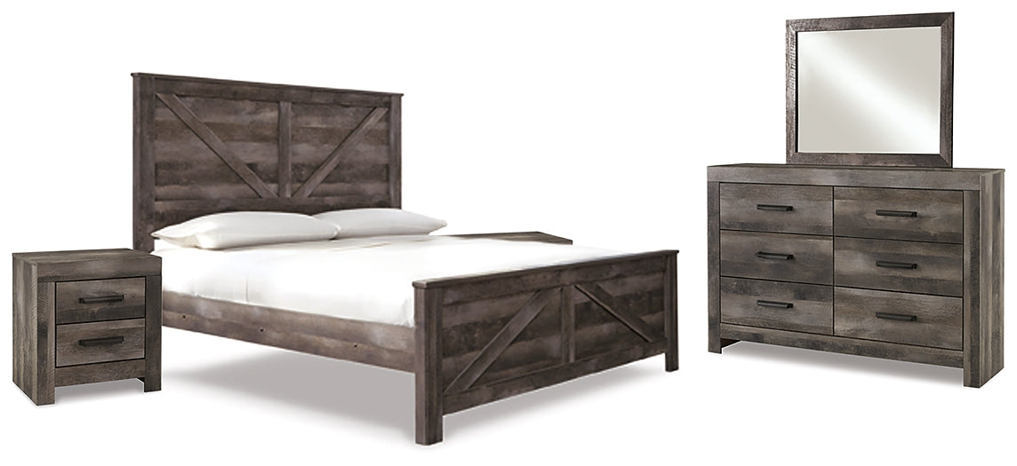 Wynnlow King Crossbuck Panel Bed with Mirrored Dresser and 2 Nightstands Signature Design by Ashley®