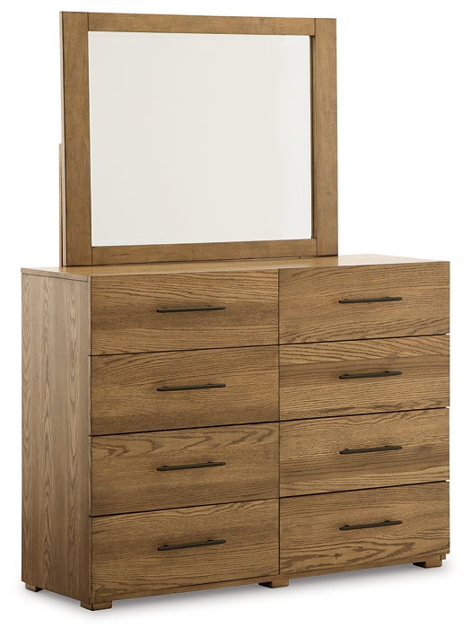 Dakmore King Upholstered Bed with Mirrored Dresser and Chest Signature Design by Ashley®