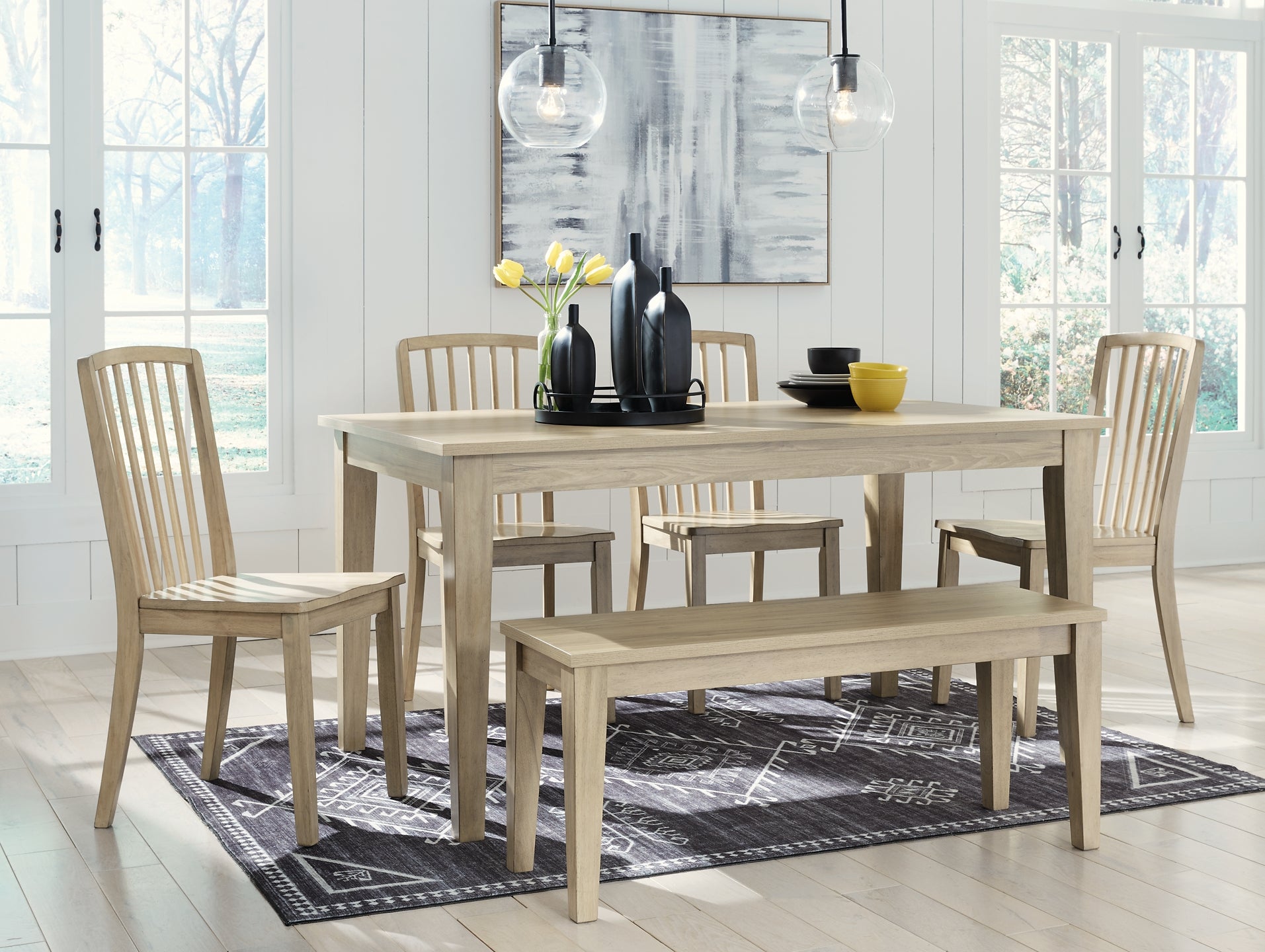 Gleanville Dining Table and 4 Chairs and Bench Signature Design by Ashley®