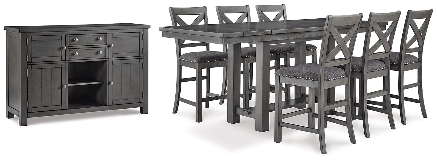 Myshanna Counter Height Dining Table and 6 Barstools with Storage Signature Design by Ashley®